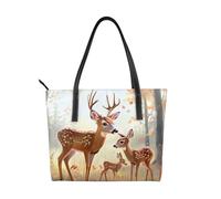 kkvhhyuo DNA Chain Sac fourre-tout en cuir avec impression photo réutilisable Grand sac à main avec fermeture éclair et poches Sac de courses pour le travail, l'école, les voyages, Jolis cerfs