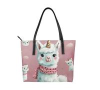 kkvhhyuo DNA Chain Sac fourre-tout en cuir avec impression photo réutilisable Grand sac à main avec fermeture éclair et poches Sac de courses pour le travail, l'école, les voyages, Lamas mignons