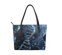 kkvhhyuo DNA Chain Sac fourre-tout en cuir avec impression photo réutilisable Grand sac à main avec fermeture éclair et poches Sac de courses pour le travail, l'école, les voyages, Photo chaîne ADN