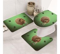kkvhhyuo Ensemble de tapis de bain 3 pièces, motif oiseau kiwi | Flanelle, tapis de bain antidérapant doux et absorbant en forme de U pour salle de bain, toilettes, douche