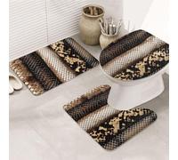 kkvhhyuo Ensemble de tapis de salle de bain 3 pièces, tapis de bain peau de | Flanelle, tapis de bain antidérapant doux et absorbant en forme de U pour salle de bain, toilettes, douche