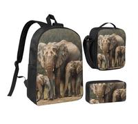 kkvhhyuo Ensemble sac à dos d'école avec imprimé chats et fleurs amusants de 43,2 cm, sac à déjeuner et trousse à crayons pour adolescents, filles, garçons, sac à dos de voyage léger, Famille
