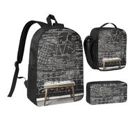 kkvhhyuo Ensemble sac à dos d'école avec sac à dos de 43,2 cm, sac à déjeuner et trousse à crayons pour adolescents, filles, garçons, sac à dos de voyage léger, École de mathématiques, One Size