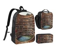 kkvhhyuo Ensemble sac à dos d'école imprimé orchidées avec sac à dos de 43,2 cm, sac à déjeuner et trousse à crayons pour adolescents, filles, garçons, sac à dos léger, Bibliothèque Livres d'étagère