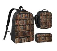 kkvhhyuo Ensemble sac à dos d'école imprimé orchidées avec sac à dos de 43,2 cm, sac à déjeuner et trousse à crayons pour adolescents, filles, garçons, sac à dos léger, Bibliothèque, One Size, Imprimé