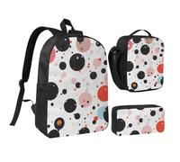 kkvhhyuo Ensemble sac à dos d'école rétro avec sac à dos de 43,2 cm, sac à déjeuner et trousse à crayons pour adolescents, filles, garçons, sac à dos de voyage léger, pois, One Size, Imprimé