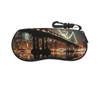 kkvhhyuo Étui à lunettes de soleil avec clip de sécurité - Motif papillon arc-en-ciel - Souple - Pour homme et femme, New York Manhattan Bridge Night, taille unique