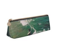 kkvhhyuo Gibbon Trousse à crayons fine en cuir avec motif de singe triangulaire pour étudiants, travail, bureau, collège, école, Beach Surf, One Size, Organiseur de sac