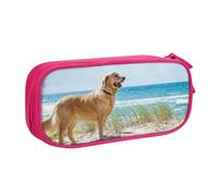 kkvhhyuo Golden Retriever Trousse à crayons noire de grande capacité double couche avec fermeture éclair pour étudiants, bureau, voyage, rose, One Size, Organiseur de sac