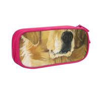 kkvhhyuo Golden Retriever Trousse à crayons noire de grande capacité double couche avec fermeture éclair pour étudiants, bureau, voyage, rose, One Size, Organiseur de sac