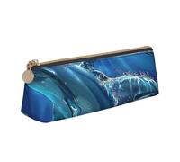 kkvhhyuo Golden Retrievers Trousse à crayons fine en cuir avec motif triangulaire pour étudiants, travail, bureau, université, milieu et école., Dauphins, One Size, Organiseur de sac
