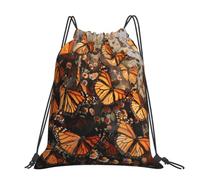 kkvhhyuo Grand sac à dos pliable avec cordon de serrage et sangles réglables pour le sport, les voyages, la natation, l'école, Papillons monarques., One Size, Sac à dos tyrolien