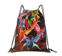 kkvhhyuo Grand sac à dos pliable avec cordon de serrage et sangles réglables pour le sport, les voyages, la natation, l'école, Grues en papier origami, One Size, Sac à dos tyrolien