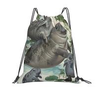 kkvhhyuo Grand sac à dos pliable avec cordon de serrage imprimé à rayures rouges avec sangles réglables pour le sport, les voyages, la natation, l'école, Lapins Manatees, One Size, Sac à dos tyrolien