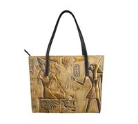 kkvhhyuo Grand sac fourre-tout en cuir avec imprimé chats et fleurs, réutilisable, grand sac à main avec fermeture éclair et poches, sac de courses pour le travail, l'école, les voyages, Egypte