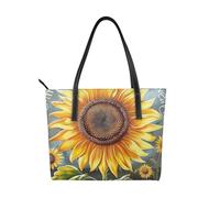 kkvhhyuo Grand sac fourre-tout réutilisable en cuir avec fermeture éclair et poches pour le travail, l'école, les voyages, You Are My Sunshine Sunflower, Taille unique