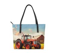 kkvhhyuo Grand sac fourre-tout réutilisable en cuir imprimé léopard avec fermeture éclair et poches pour le travail, l'école, les voyages, Company Tracteur de ferme, Taille unique