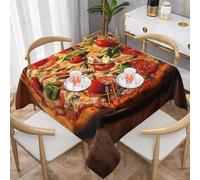 kkvhhyuo Grande nappe carrée imprimée pizza 137,2 x 137,2 cm, nappe décorative d'extérieur en polyester pour salle à manger, cuisine, brunch et divertissement en plein air