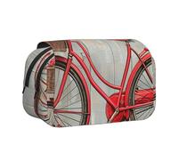 kkvhhyuo Grande trousse à crayons avec imprimé tête de mort et rose - Trousse à crayons portable multifonction - Organiseur de bureau - Unisexe pour bureau et trousse de maquillage, Vélo rouge rétro