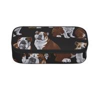kkvhhyuo Grande trousse à crayons imprimée cochons d'Inde et cupcakes pour filles et garçons, grande capacité pour l'école, le bureau, les voyages, le maquillage, Bulldogs anglais., One Size