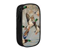 kkvhhyuo Grande trousse à crayons Mallard Canards avec fermeture éclair lisse pour filles et garçons avec 2 compartiments - Trousse à crayons multifonction pour école, bureau, voyage, maquillage