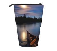 kkvhhyuo Grande trousse à crayons télescopique avec imprimé vin rouge, pour l'école, le bureau, le maquillage, les voyages, Moonlit Canoë Allagash River, One Size, Organiseur de sac