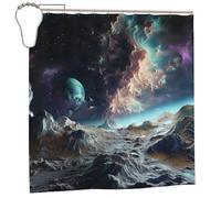 kkvhhyuo Graphics Universe Rideau de douche moderne avec ourlet lesté et 12 crochets Motif espace 183 x 183 cm