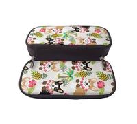 kkvhhyuo Haunted The Mansion - Trousse à crayons de grande capacité en cuir synthétique avec rabat sur le dessus pour école, étudiante, fille, garçon, femme, homme, Corgi Hawaïen Tropical Summer