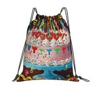 kkvhhyuo Heaps of Orange Monarch Butterflies Sac à dos avec cordon de serrage et sangles réglables pour le sport, les voyages, la natation, l'école, Big Cake Happy Birthday, One Size, Sac à dos