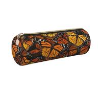 kkvhhyuo Heaps of Orange Trousse à crayons ronde en cuir avec fermeture éclair dorée multifonction pour adolescents filles et garçons, doré, One Size, Organiseur de sac