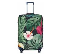 kkvhhyuo Hojas tropicales y flores Housse de protection élastique pour valise de 45,7 à 81,3 cm, Noir , M, Imprimé