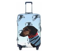 kkvhhyuo Housse de protection élastique pour valise de 45,7 à 81,3 cm avec motif teckel parisien, Noir/blanc, Petit, Imprimé