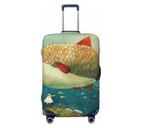 kkvhhyuo Housse de protection élastique pour valise de 45,7 à 81,3 cm, imprimé gros poisson, housse de protection pour valise de 45,7 à 81,3 cm, Noir/blanc, Petit, Imprimé