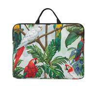 kkvhhyuo Housse de protection fine avec poignée pour ordinateur portable de 35,6 cm avec touches de piano et notes de musique - Pour le travail, les trajets et les voyages, Oiseaux perroquets et arbre