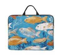 kkvhhyuo Housse de protection fine avec poignée pour ordinateur portable de 35,6 cm avec touches de piano et notes de musique - Pour le travail, les trajets et les voyages, Poisson, Taille unique