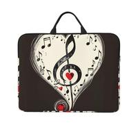 kkvhhyuo Housse de protection fine avec poignée pour ordinateur portable de 35,6 cm avec touches de piano et notes de musique - Pour le travail, les trajets et les voyages, Symboles de musique amour
