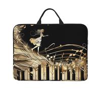 kkvhhyuo Housse de protection fine avec poignée pour ordinateur portable de 35,6 cm avec touches de piano et notes de musique - Pour le travail, les trajets et les voyages, Note de musique, Taille