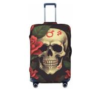 kkvhhyuo Housse de protection pour bagage Motif roses et têtes de mort 73,7 | Housse de protection pour valise, lavable, extensible, taille XL
