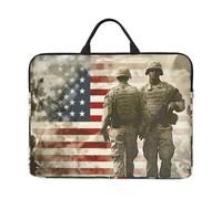 kkvhhyuo Housse de protection pour ordinateur portable 35,6 cm - Avec poignée - Pour le travail, les trajets et les voyages - Motif soldats militaires américains patriotiques