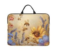 kkvhhyuo Housse de protection pour ordinateur portable de 35,6 cm avec poignée - Pour homme et femme - Pour le travail, les trajets et les voyages - Motif feuilles tropicales, Rural Honey Bees Fleurs