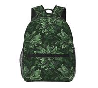 kkvhhyuo Husky Puppies Sac à dos décontracté avec imprimé chien Sac à dos léger décontracté Sac de voyage décontracté pour homme et femme Sac d'école pour garçons et filles, Motif floral vert chasseur