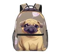 kkvhhyuo Husky Puppies Sac à dos décontracté avec imprimé chien Sac à dos léger décontracté Sac de voyage décontracté pour homme et femme Sac d'école pour garçons et filles, Chiot carlin amusant, One