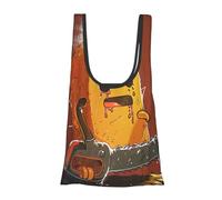 kkvhhyuo Joli sac de courses réutilisable avec impression de tronçonneuse pleurante, sacs d'épicerie pliables dans une pochette, sacs de rangement portables pour les courses quotidiennes, les courses
