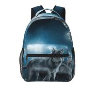 kkvhhyuo Karate-highkick-icon Sac à dos décontracté imprimé, sac à dos léger pour ordinateur portable pour voyage, université, trajets en w nd, aventures., Loup au clair de lune, One Size