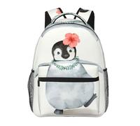 kkvhhyuo Karate-highkick-icon Sac à dos décontracté imprimé, sac à dos léger pour ordinateur portable pour voyage, université, trajets en w nd, aventures., Pingouin portant des fleurs., One Size