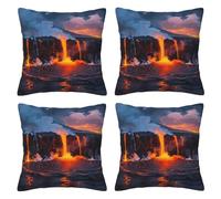 kkvhhyuo Kilauea Lot de 4 housses de coussin carrées décoratives avec imprimé volcan 45,7 x 45,7 cm pour canapé, maison, salon, chambre à coucher, lit, canapé