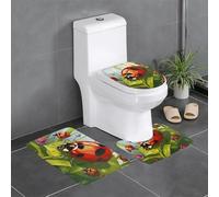 kkvhhyuo Lot de 3 tapis de bain à imprimé coccinelle, doux, absorbants et lavables, design élégant pour salle de bain, toilettes, zones pour animaux domestiques