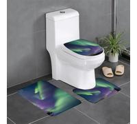 kkvhhyuo Lot de 3 tapis de salle de bain pour abattant WC | Aurora Polaris Ensemble de tapis de bain lavable pour salle de bain, chambre à coucher, cuisine, buanderie