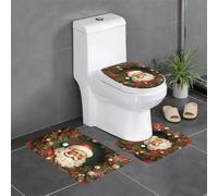 kkvhhyuo Lot de 3 tapis de salle de bain pour abattant WC | Tapis de bain imprimé couronne de Père Noël lavable pour salle de bain, chambre à coucher, cuisine, buanderie