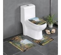 kkvhhyuo Lot de 3 tapis de salle de bain pour abattant WC | Tapis de bain imprimé parc lavable pour salle de bain, chambre à coucher, cuisine, buanderie